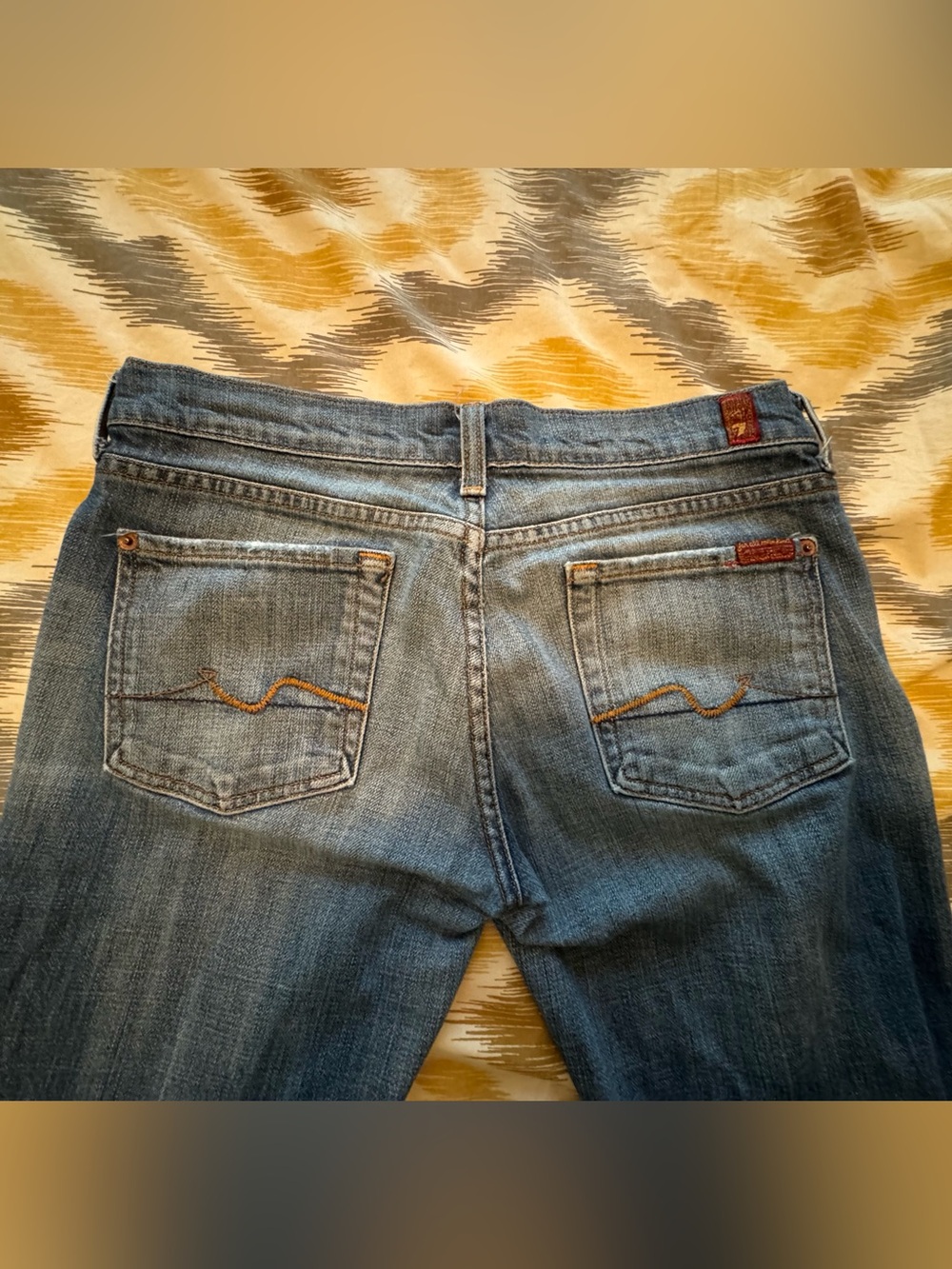 7 For All Mankind Ginger Mid Wash Blue Jeans with Subtle Back Pocket Stitching